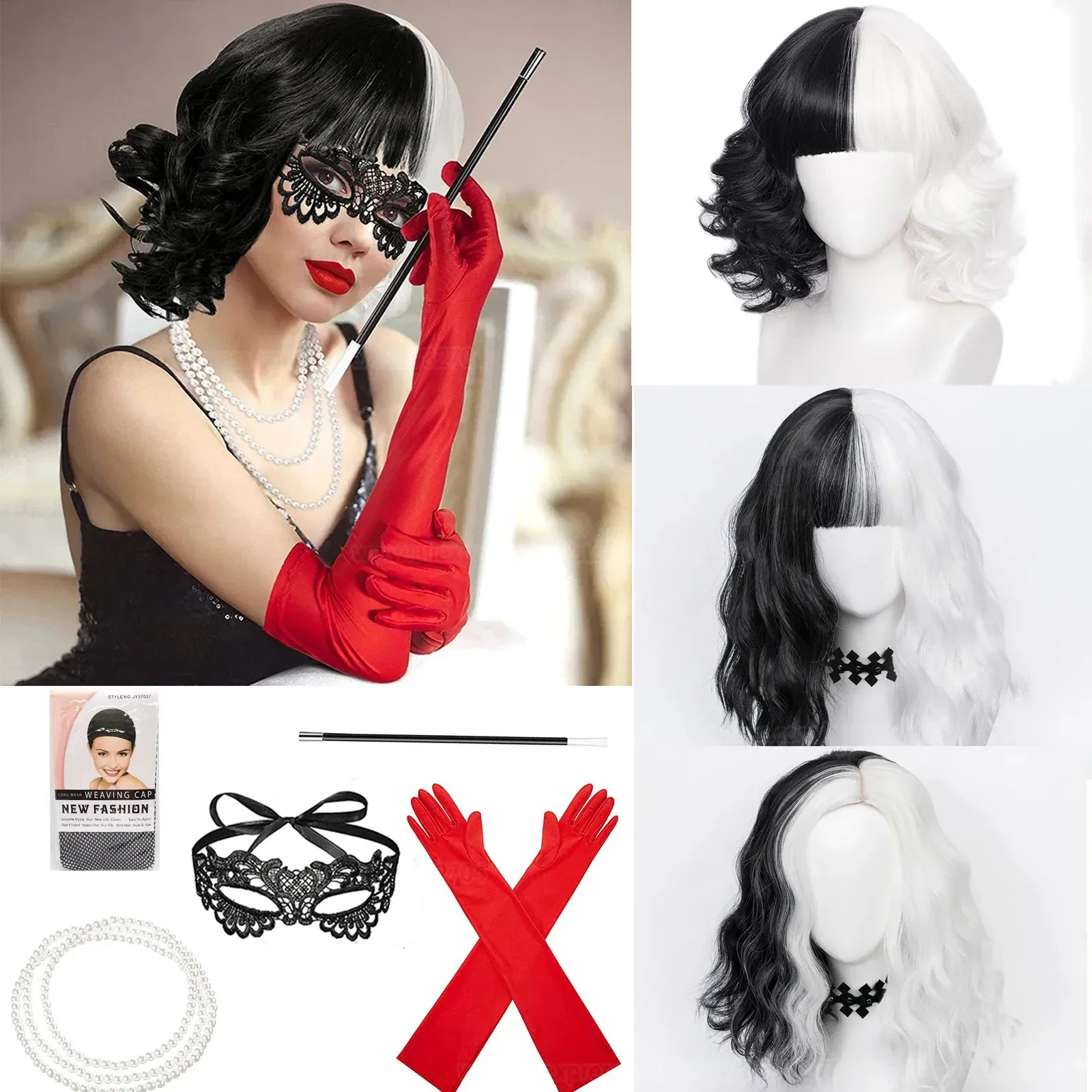 Heat Resistant Glove - Anime Cruella de Vil properti Cosplay,