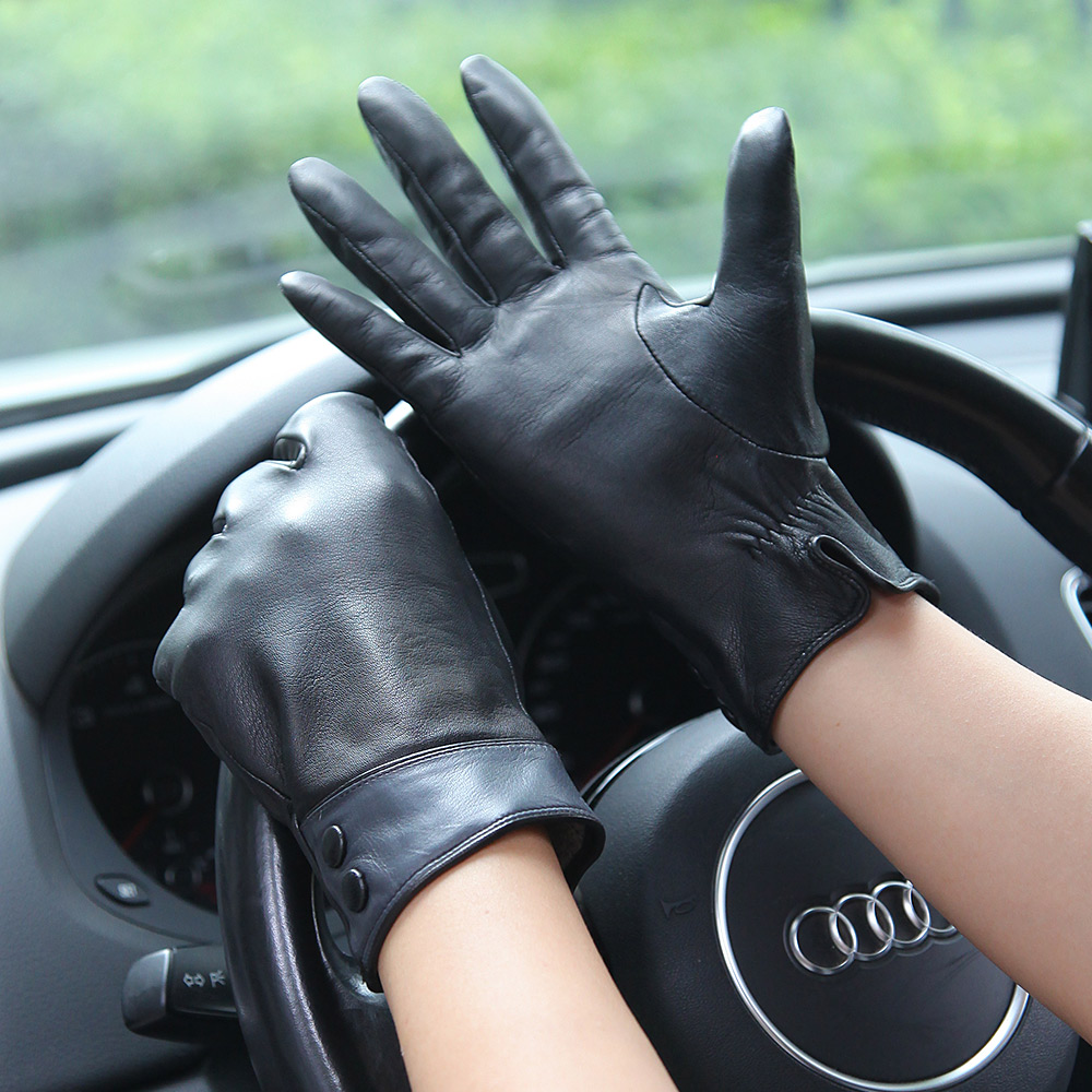 Wool Glove Lined - Sarung Tangan Kulit Asli Hitam Modis
