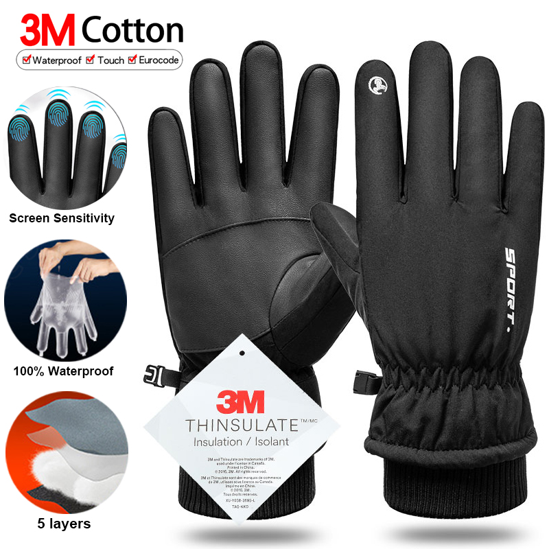 Ski Glove Waterproof - Sarung tangan bulu domba termal, sarung
