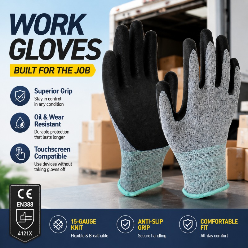Nitrile Mechanic Glove - Sarung Tangan Kerja 15 Jarum Berlapis