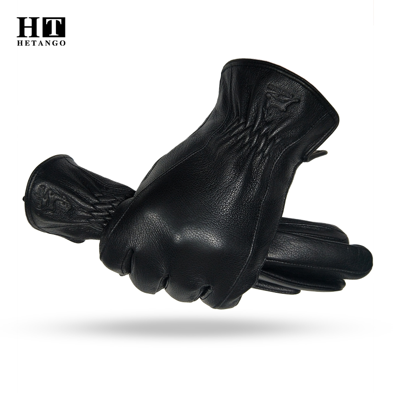Wool Glove Lined - ﻿ Sarung Tangan Kulit Buckskin Hitam
