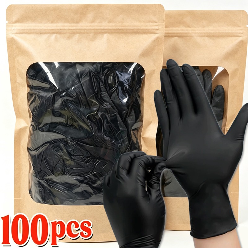 Latex Disposable Glove - 1/100 Buah Sarung Tangan Hitam Sekali