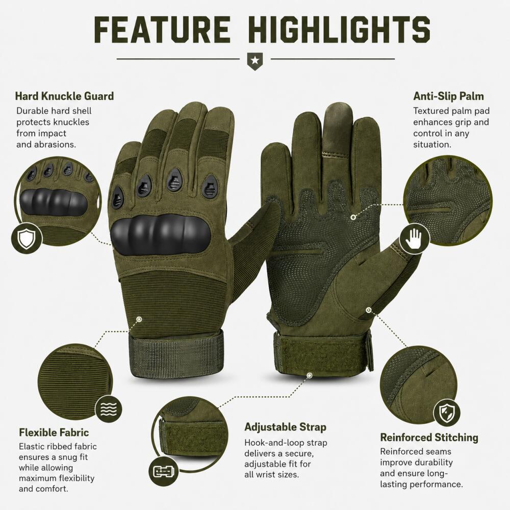 Sarung Tangan Taktis Full Fing - Motorcycle Glove Knuckle ulasan dan harga